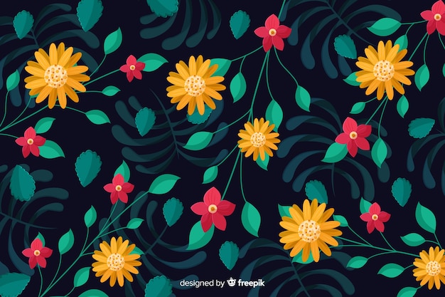 Vector gratuito fondo hermoso plano floral