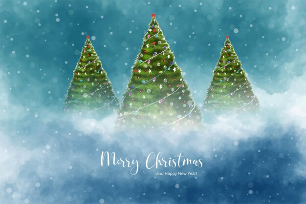 Fondo hermoso de la tarjeta del día de fiesta de los árboles de navidad del paisaje de invierno festivo