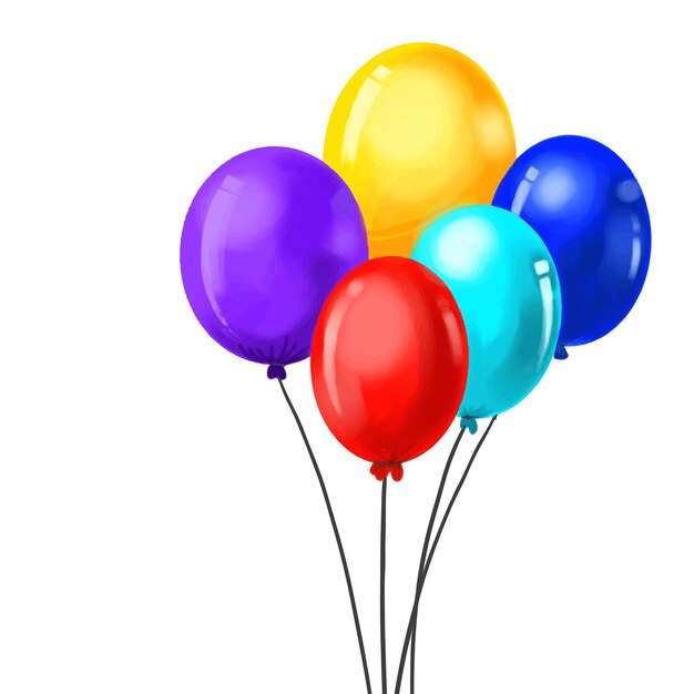 Fondo hermoso de la tarjeta del feliz cumpleaños de los globos coloridos que vuelan
