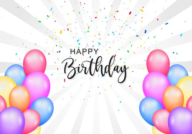 Fondo hermoso de la tarjeta de los globos del vuelo del feliz cumpleaños de la celebración