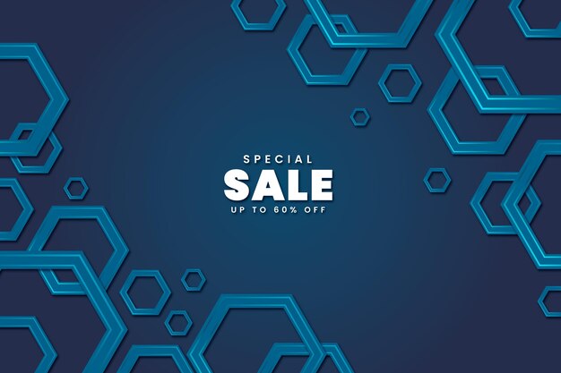 Fondo hexagonal degradado con venta especial.