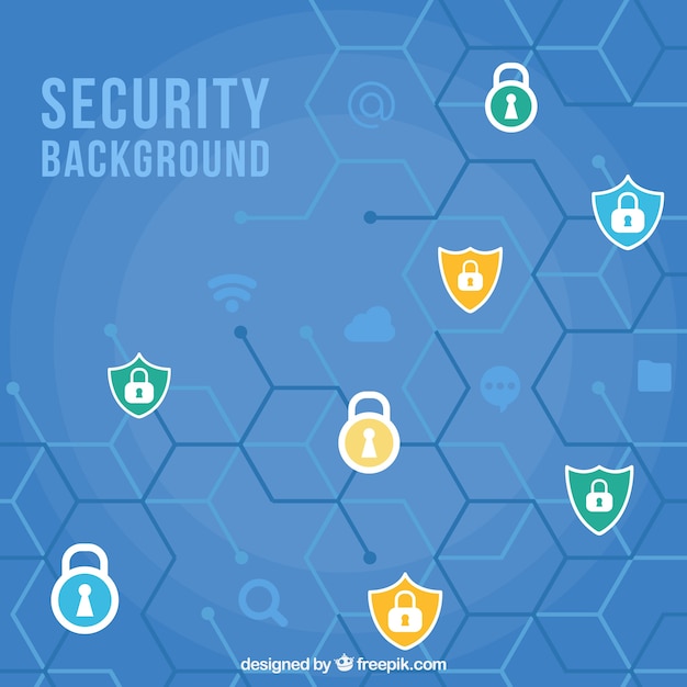 Vector gratuito fondo hexagonal con iconos de seguridad