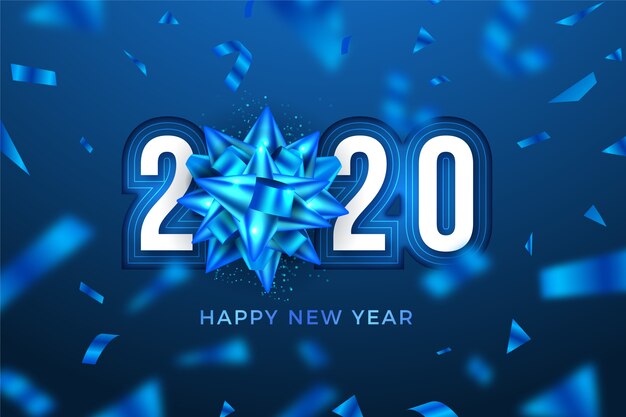 Fondo de hielo año nuevo 2020 con arco de copo de nieve