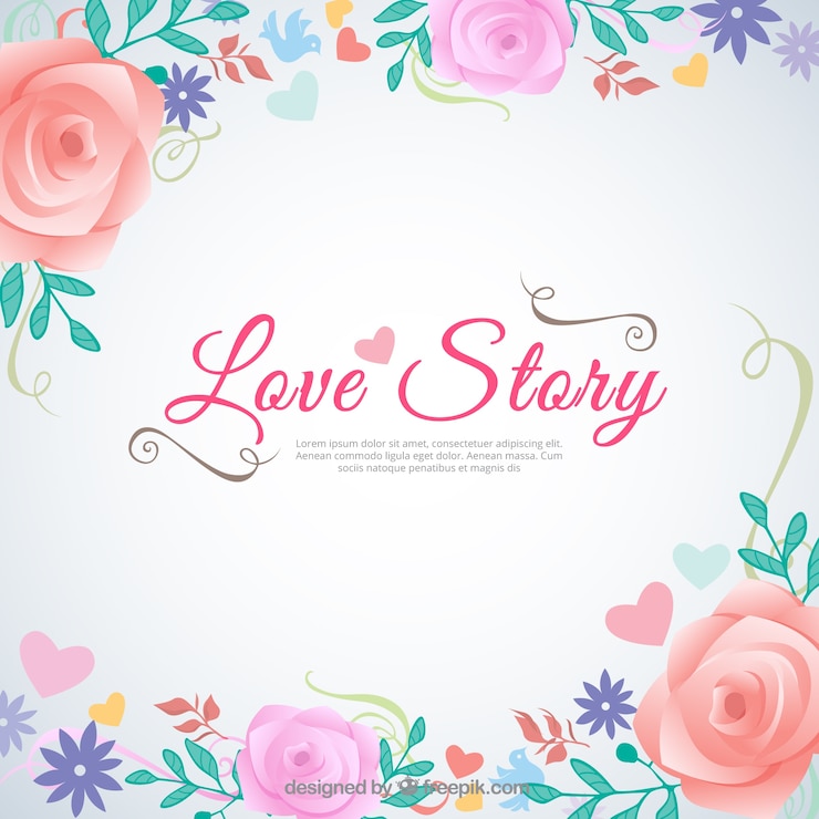 Vector gratuito fondo de historia de amor en estilo floral