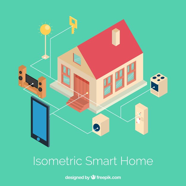 Fondo de hogar inteligente en estilo isométrico
