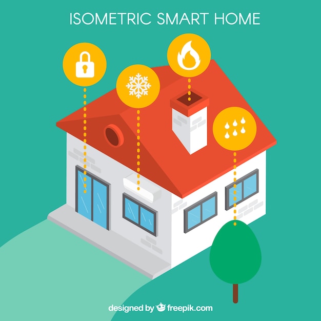 Fondo de hogar inteligente en estilo isométrico