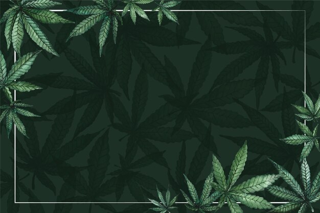 Fondo de hoja de cannabis acuarela con espacio vacío