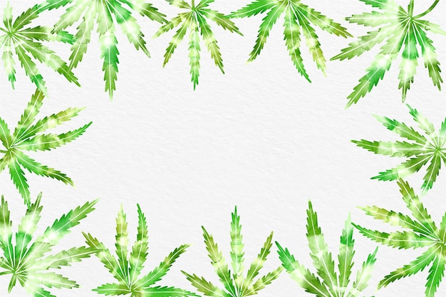 Vector gratuito fondo de hoja de cannabis en acuarela