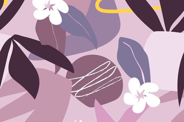 Fondo de hoja púrpura, vector de patrones sin fisuras