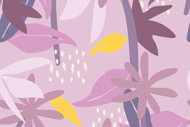Fondo de hoja púrpura, vector tropical de patrones sin fisuras