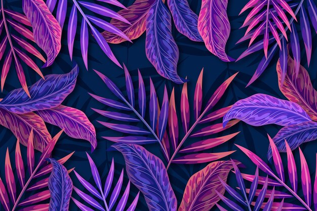 Fondo de hojas de color púrpura tropical