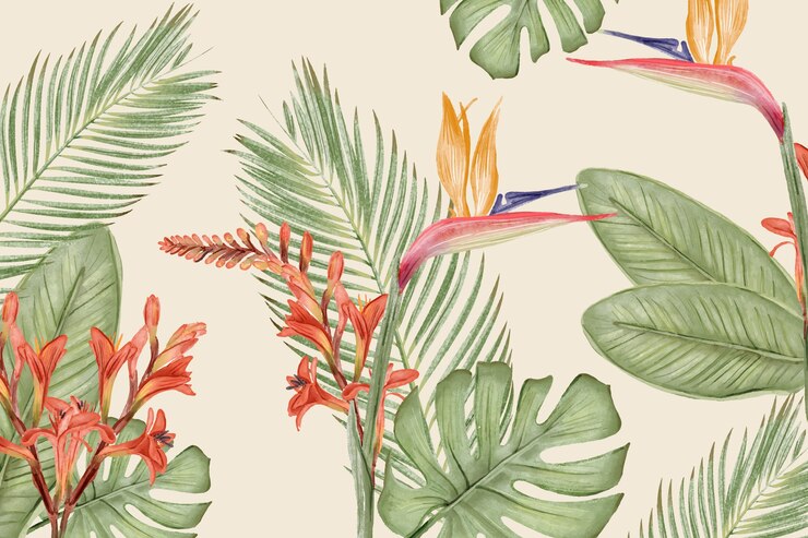 Vector gratuito fondo con las hojas y las flores