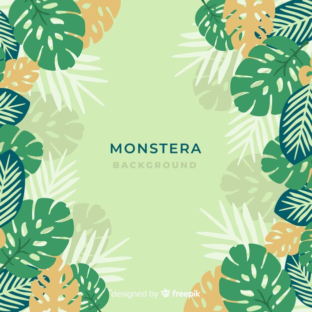 Fondo de hojas de monstera dibujadas a mano