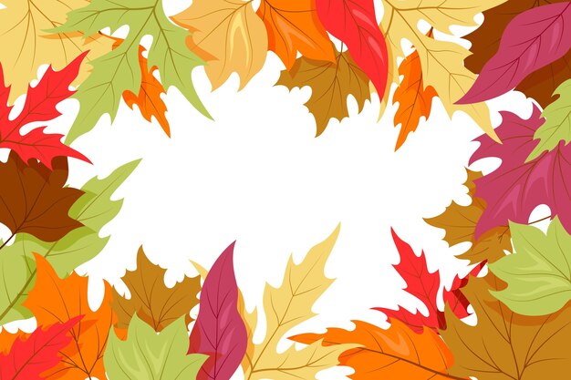 Fondo de hojas de otoño dibujadas a mano