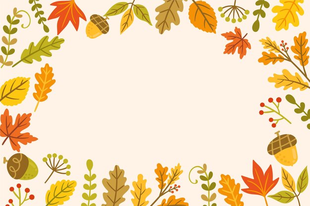 Fondo de hojas de otoño dibujadas a mano