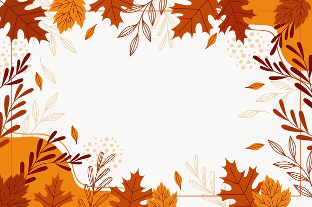 Fondo de hojas de otoño dibujadas a mano