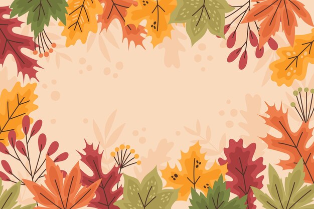 Fondo de hojas de otoño dibujadas a mano