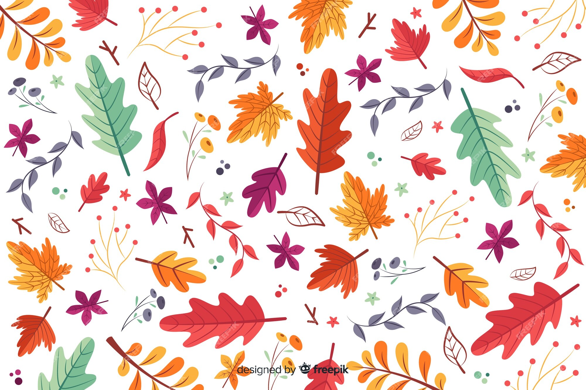 Fondo de hojas de otoño dibujadas a mano | Vector Gratis