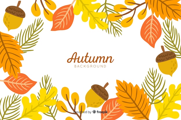 Vector gratuito fondo de hojas de otoño dibujado a mano estilo