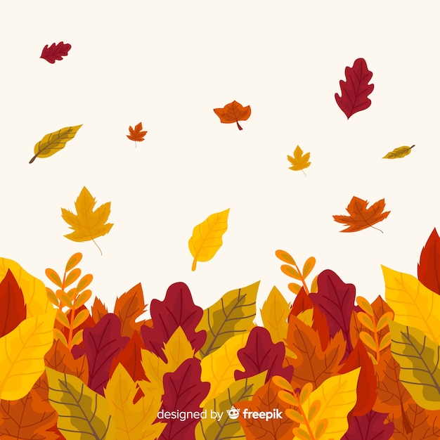 Vector gratuito fondo de hojas de otoño dibujado a mano