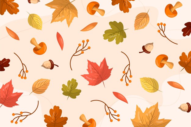Fondo de hojas de otoño dibujado a mano
