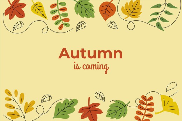 Fondo de hojas de otoño dibujado a mano