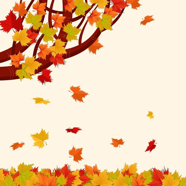 Fondo de hojas de otoño de dibujos animados