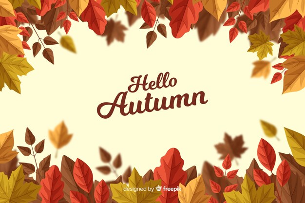 Fondo de hojas de otoño en diseño plano