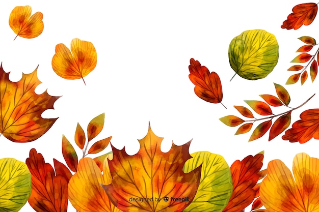 Vector gratuito fondo de hojas de otoño estilo acuarela