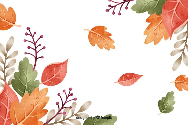 Fondo de hojas de otoño estilo acuarela