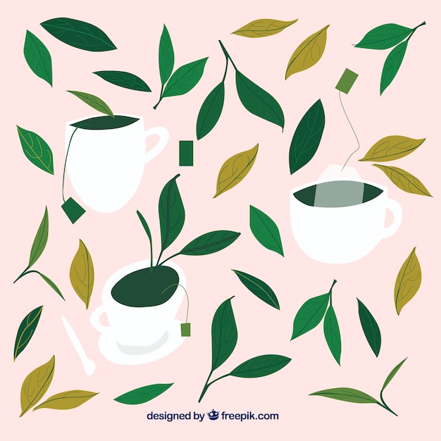 Vector gratuito fondo de hojas para preparar té