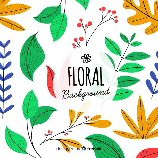 Fondo hojas primavera dibujadas a mano