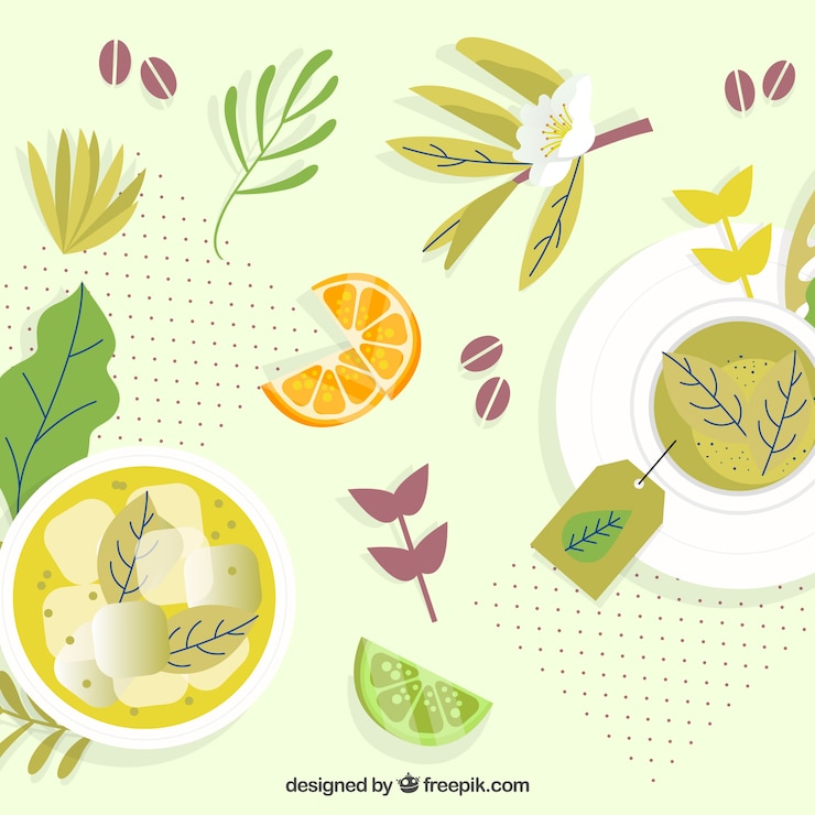 Vector gratuito fondo de hojas de té con diseño plano