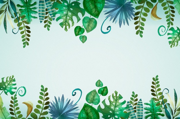 Vector gratuito fondo de hojas tropicales acuarela pintada a mano