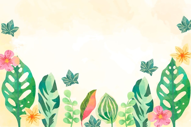 Fondo de hojas tropicales de acuarela 