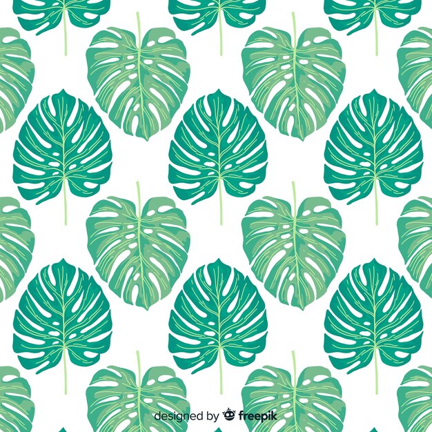 Fondo hojas tropicales dibujadas a mano