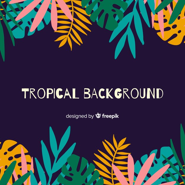 Fondo hojas tropicales dibujadas a mano