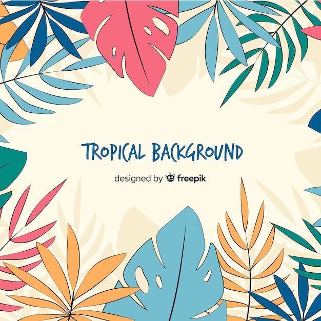 Fondo hojas tropicales dibujadas a mano