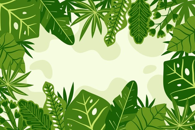 Fondo hojas tropicales dibujadas a mano
