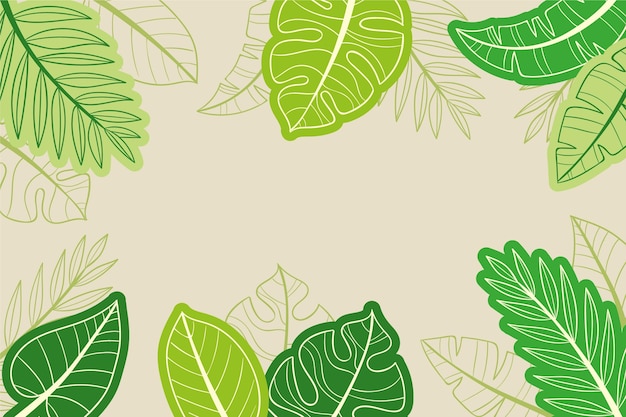 Vector gratuito fondo de hojas tropicales dibujadas a mano