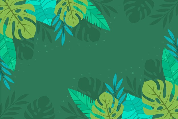 Fondo hojas tropicales dibujadas a mano