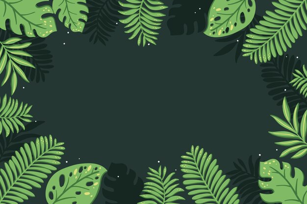 Fondo de hojas tropicales dibujadas a mano
