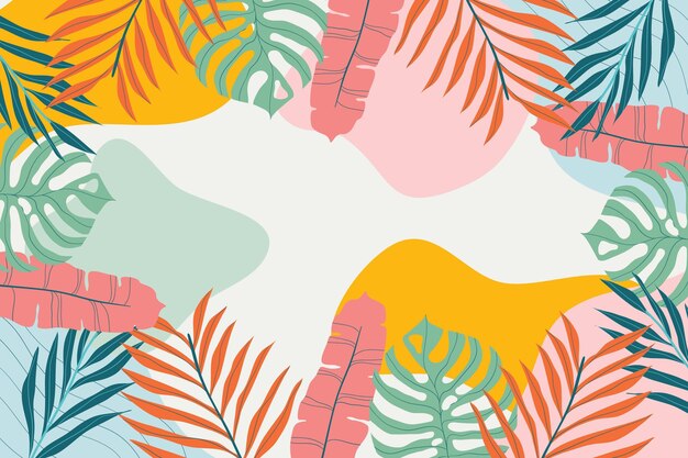 Fondo hojas tropicales dibujadas a mano