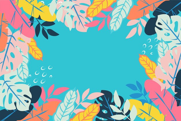 Fondo de hojas tropicales dibujadas a mano
