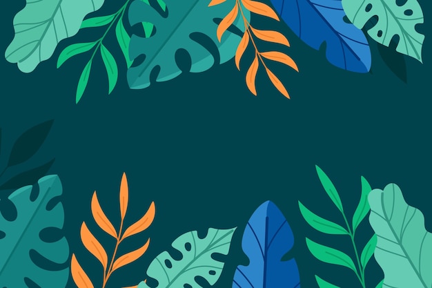 Fondo hojas tropicales dibujadas a mano