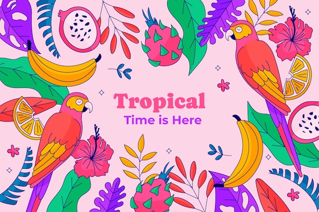 Vector gratuito fondo hojas tropicales dibujadas a mano