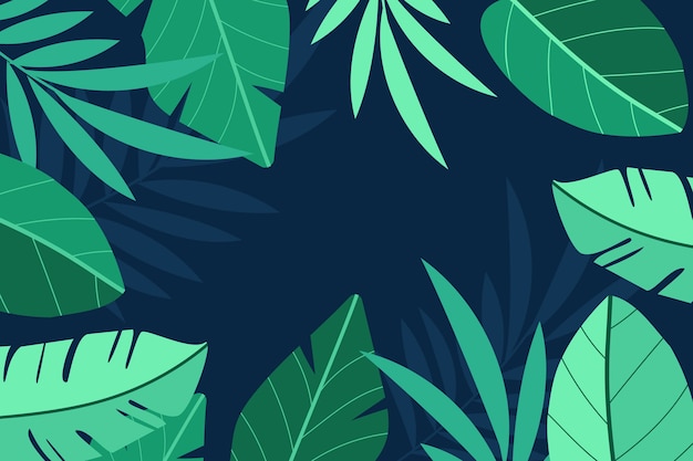 Fondo hojas tropicales dibujadas a mano
