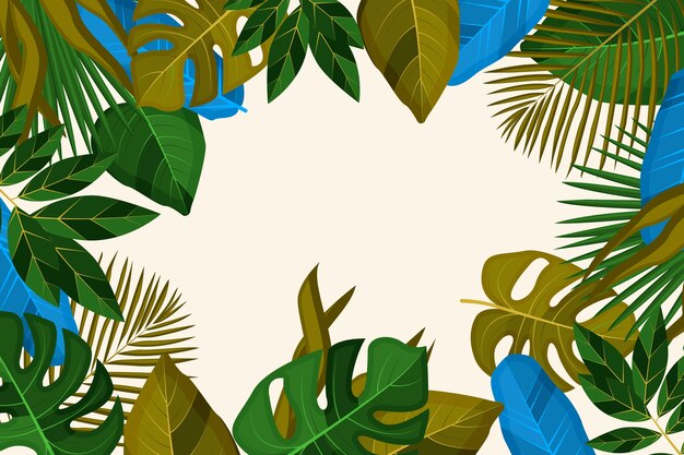 Fondo hojas tropicales dibujadas a mano