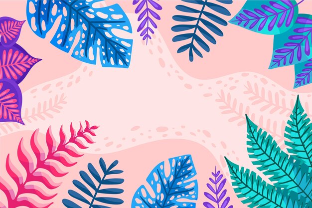 Fondo de hojas tropicales de dibujos animados