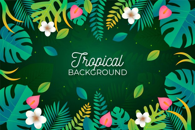 Fondo de hojas tropicales en gradiente